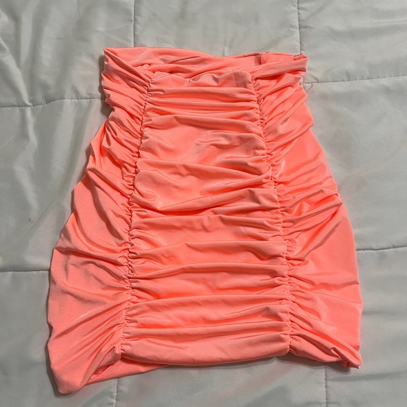 NWT High Waist Solid Tight Ruched Bodycon Mini Skirt - Picture 4 of 5